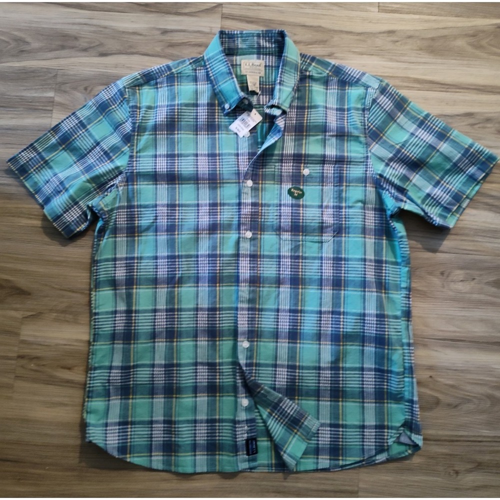 LL Bean Comfort Stretch Oxford Shirt Lichen Green‎ Tradtional Fit Medium Regular